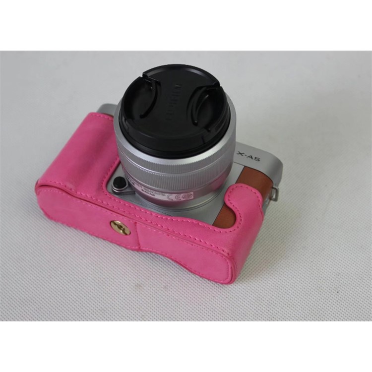 PU Leather Half Cover Bag for Fujifilm X-A5 Digital Camera - Rose-5