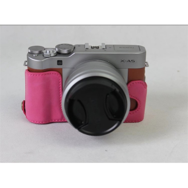 PU Leather Half Cover Bag for Fujifilm X-A5 Digital Camera - Rose-7