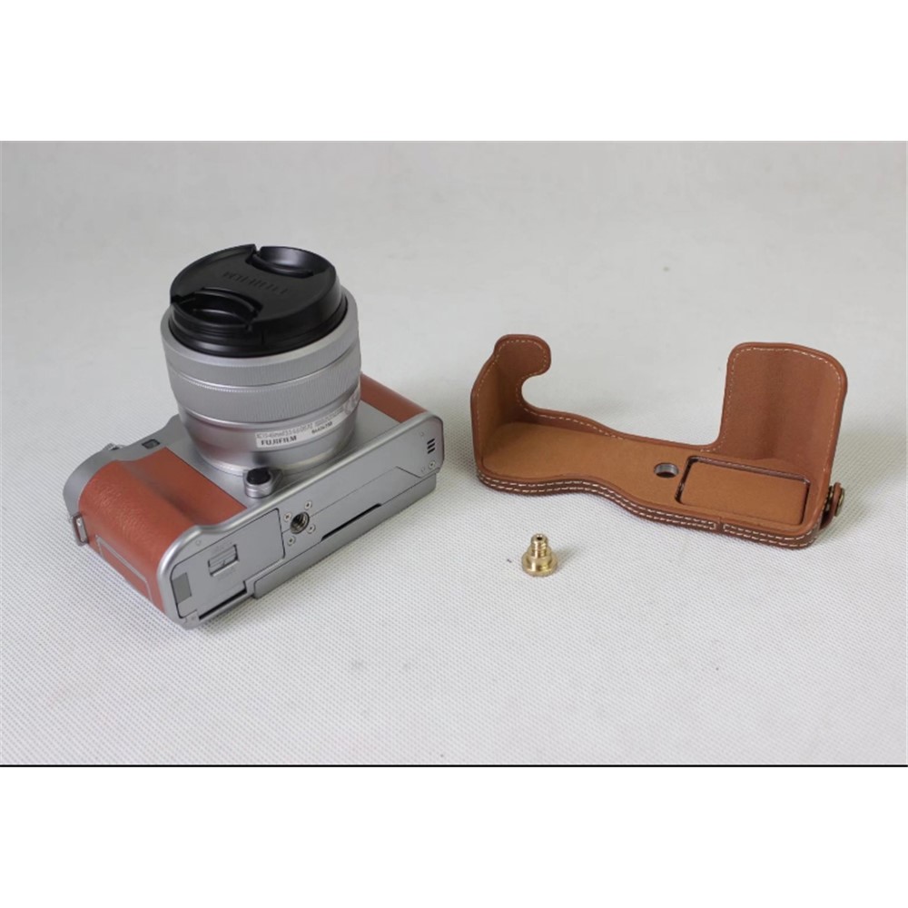 PU Leather Half Shell Bag for Fujifilm X-A5 Digital Camera - Brown-4