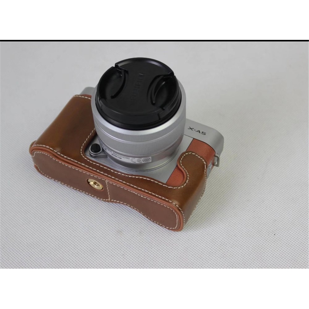 PU Leather Half Shell Bag for Fujifilm X-A5 Digital Camera - Brown-6