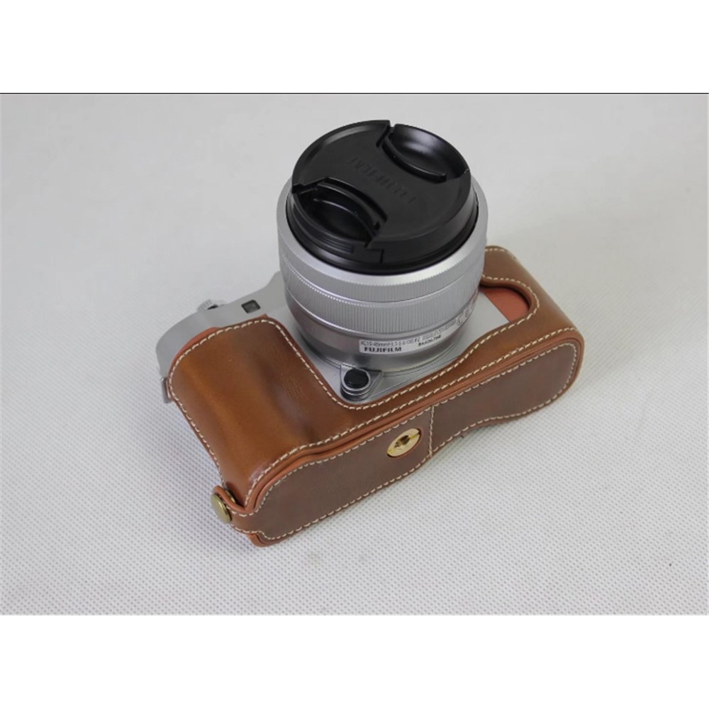 PU Leather Half Shell Bag for Fujifilm X-A5 Digital Camera - Brown-7