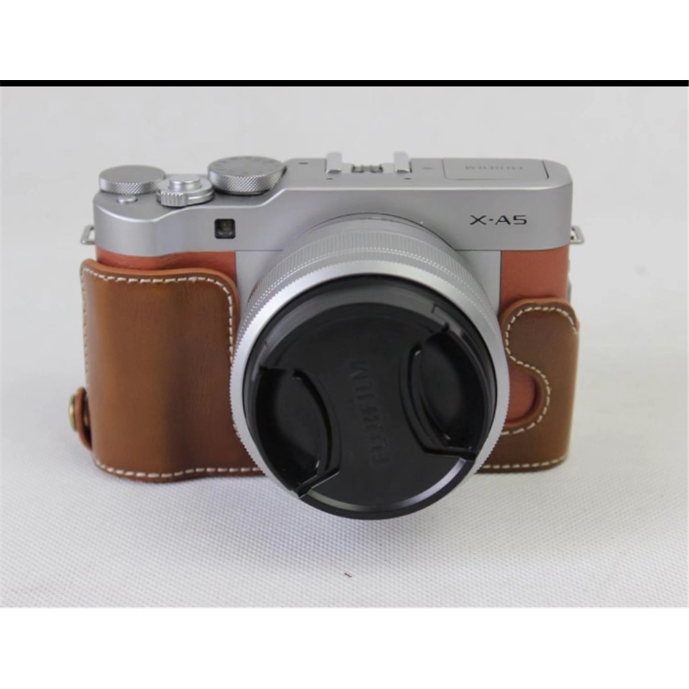 PU Leather Half Shell Bag for Fujifilm X-A5 Digital Camera - Brown-8