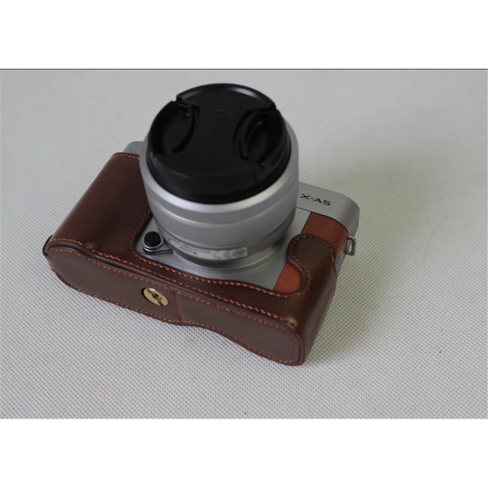 PU Leather Half Protective Case Bag for Fujifilm X-A5 Digital Camera - Coffee-8