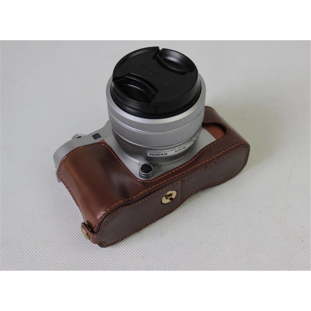PU Leather Half Protective Case Bag for Fujifilm X-A5 Digital Camera - Coffee-9
