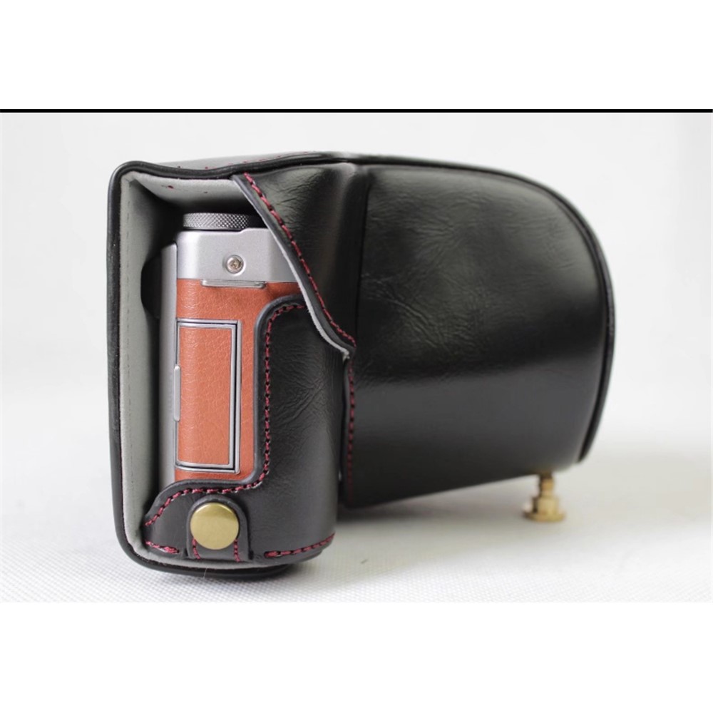 PU Leather Protective Case + Strap + Camera Lens Bag for Fujifilm XA5 XA20 Camera - Black-13