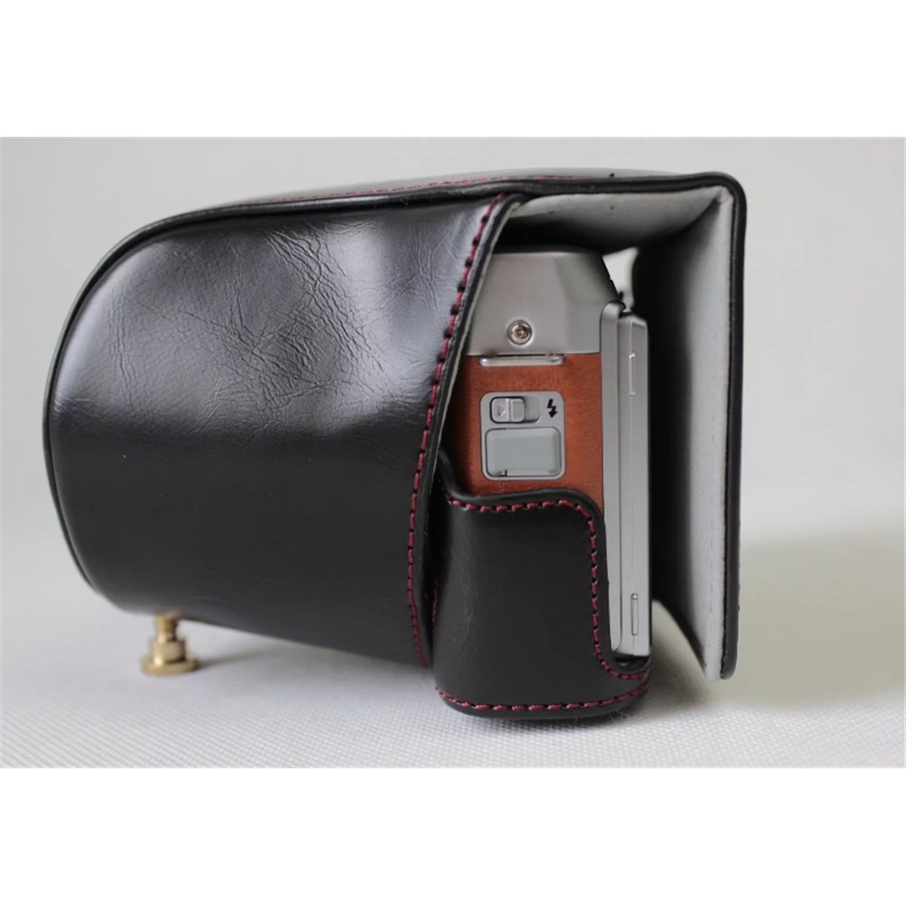PU Leather Protective Case + Strap + Camera Lens Bag for Fujifilm XA5 XA20 Camera - Black-14