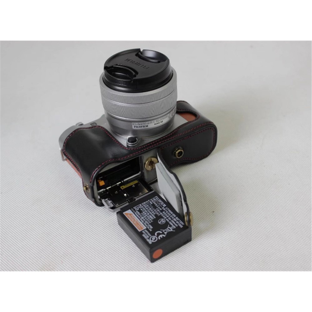 PU Leather Protective Case + Strap + Camera Lens Bag for Fujifilm XA5 XA20 Camera - Black-5