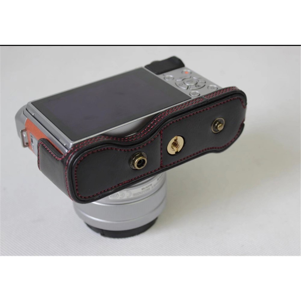 PU Leather Protective Case + Strap + Camera Lens Bag for Fujifilm XA5 XA20 Camera - Black-6