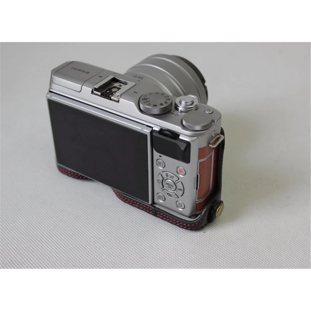 PU Leather Protective Case + Strap + Camera Lens Bag for Fujifilm XA5 XA20 Camera - Black-8