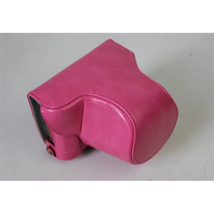 PU Leather Protective Cover + Strap + Camera Lens Bag for Fujifilm XA5 XA20 Camera - Rose-2