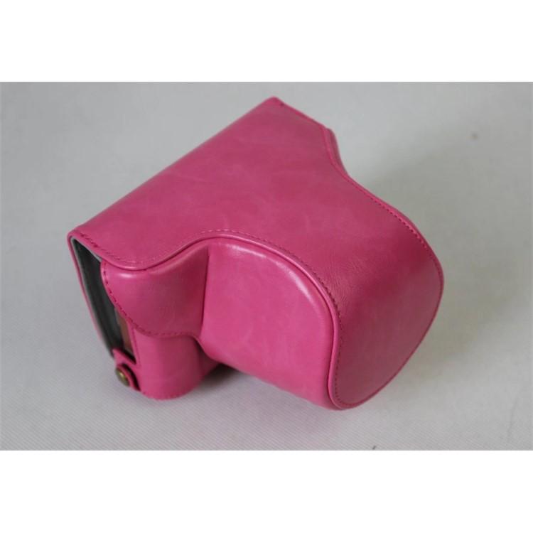 Couvercle de Protection en Cuir PU + Sangle + Sac à Lentille de Caméra Pour Caméra Fujifilm XA5 XA20 - Rose-2