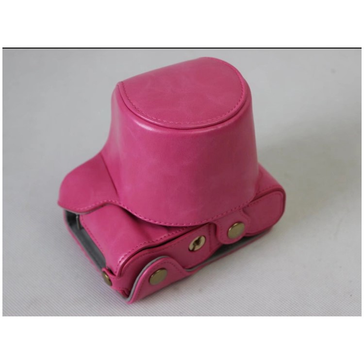 Couvercle de Protection en Cuir PU + Sangle + Sac à Lentille de Caméra Pour Caméra Fujifilm XA5 XA20 - Rose-4