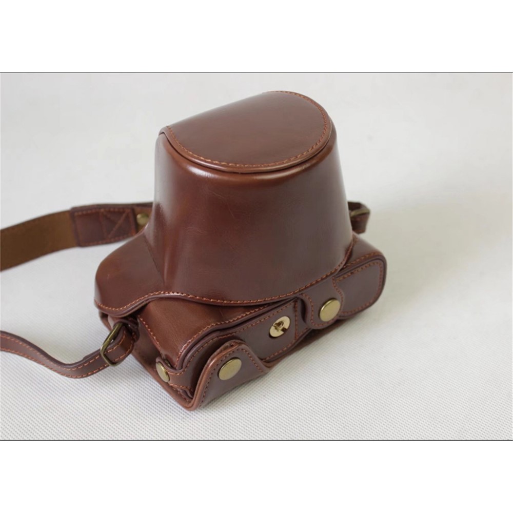 PU Leather Protective Bag Shell + Strap + Camera Lens Bag for Fujifilm XA5 XA20 Camera - Coffee-10
