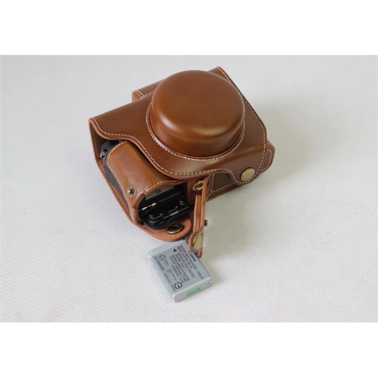 PU Leather Protective Cover + Strap + Camera Lens Bag for Canon Powershot G1XIII - Brown-2