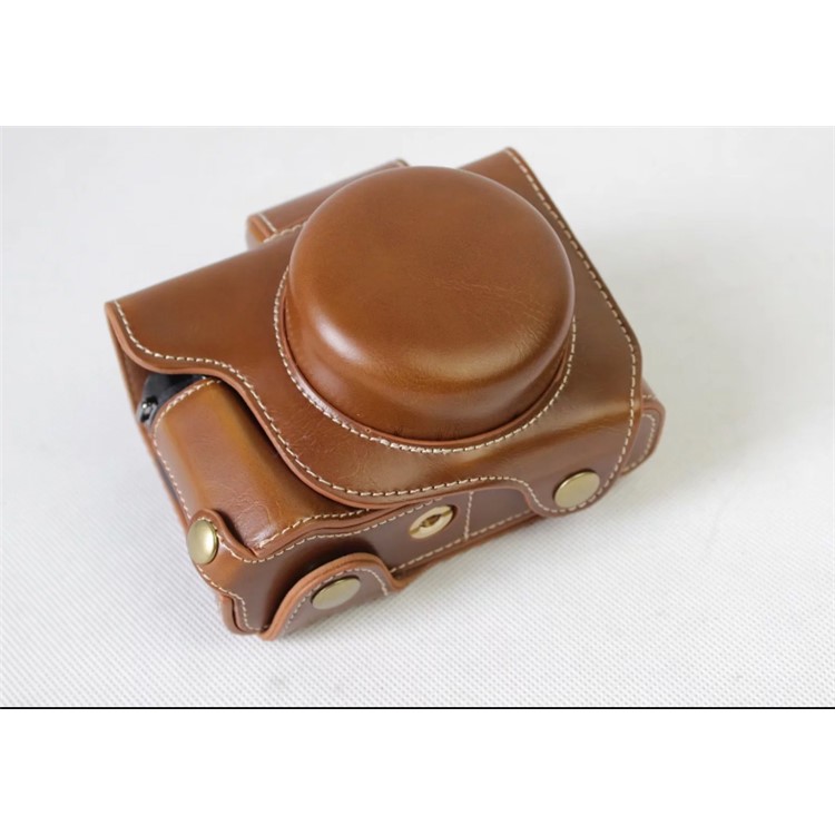 PU Leather Protective Cover + Strap + Camera Lens Bag for Canon Powershot G1XIII - Brown-3