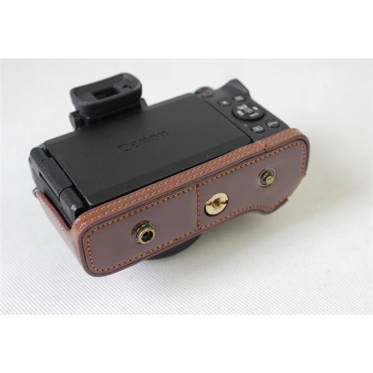 PU Leather Protection Pouch Case + Strap + Camera Lens Bag for Canon Powershot G1XIII - Coffee-7