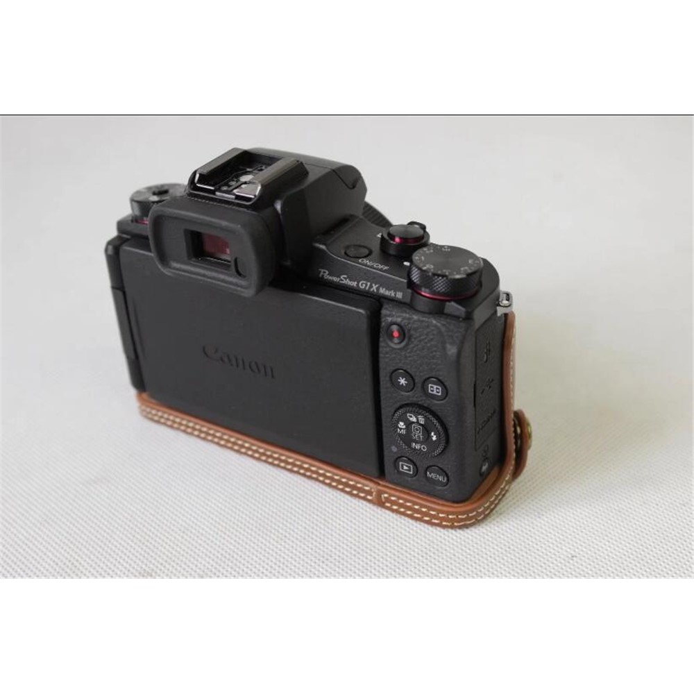 PU Leather Half Camera Cover Bag for Canon Powershot G1XIII - Brown-6