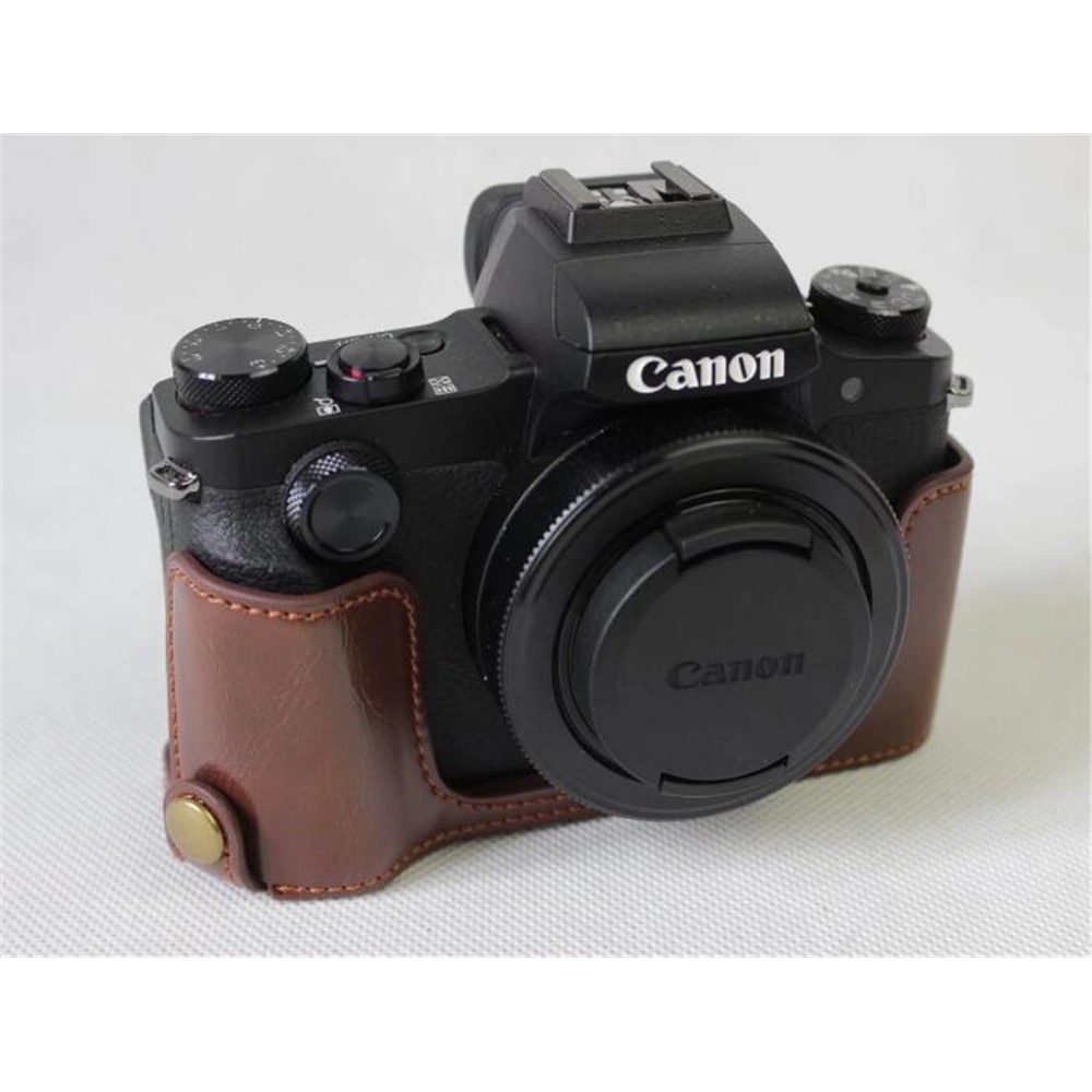 PU Leather Half Camera Protective Bag for Canon Powershot G1XIII - Coffee-13