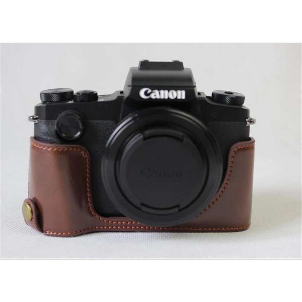 PU Leather Half Camera Protective Bag for Canon Powershot G1XIII - Coffee-14