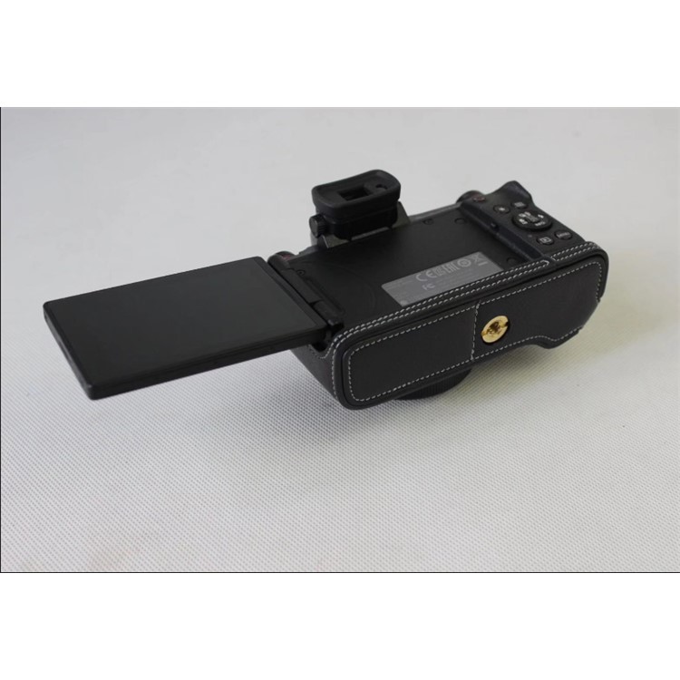 Genuine Leather Half Camera Case Bag Cover Protector for Canon G1X Mark III - Black-7