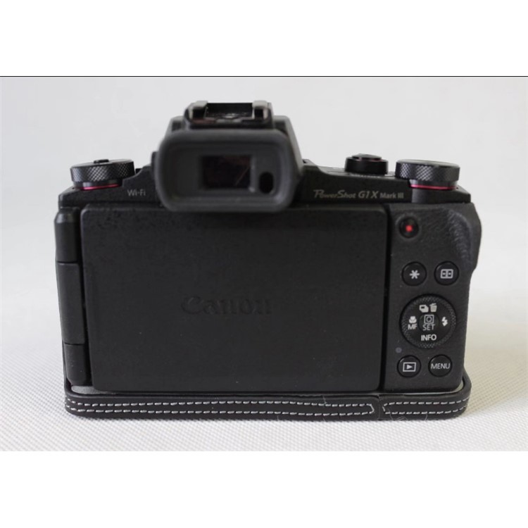 Genuine Leather Half Camera Case Bag Cover Protector for Canon G1X Mark III - Black-9