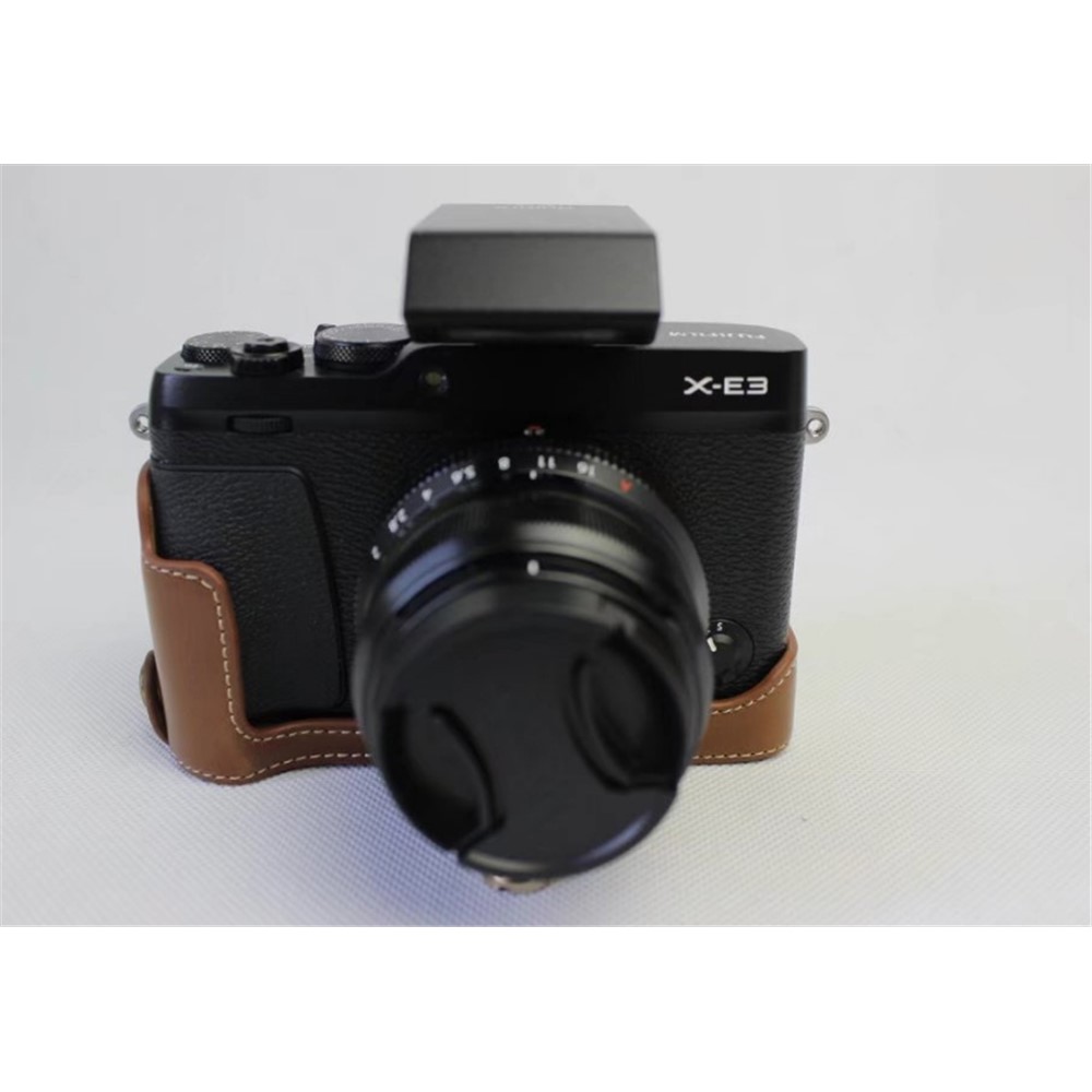 PU Leather Half Bottom Camera Protective Cover for Fujifilm X-E3 - Brown-3