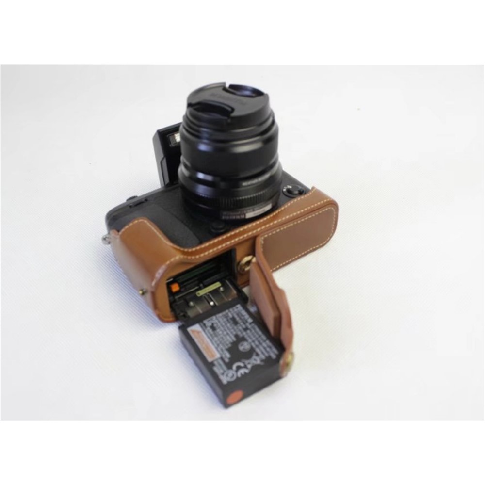 PU Leather Half Bottom Camera Protective Cover for Fujifilm X-E3 - Brown-4