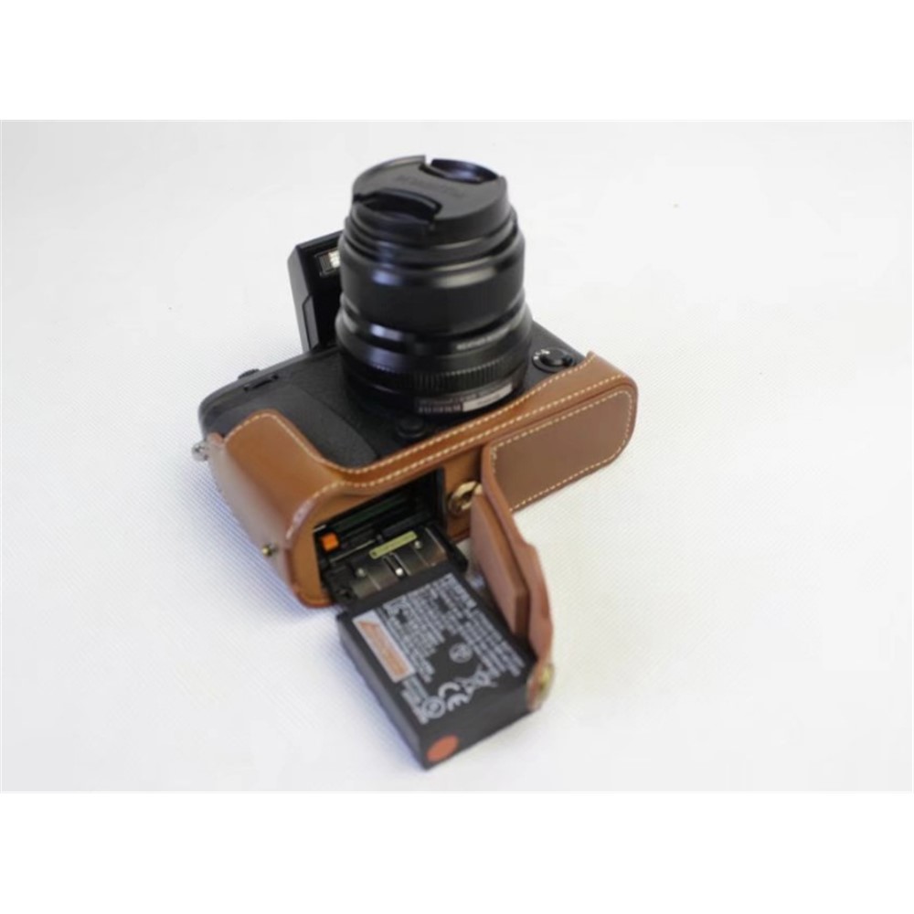 PU Leather Half Bottom Camera Protective Cover for Fujifilm X-E3 - Brown