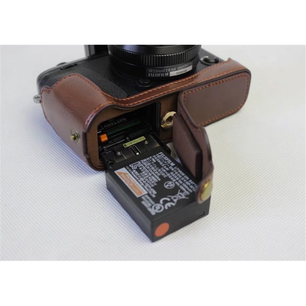 PU Leather Half Bottom Camera Protective Shell for Fujifilm X-E3 - Coffee-10