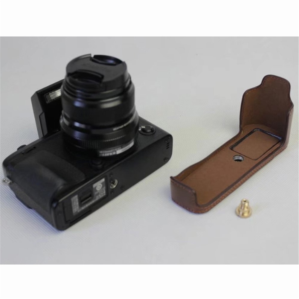 PU Leather Half Bottom Camera Protective Shell for Fujifilm X-E3 - Coffee-2