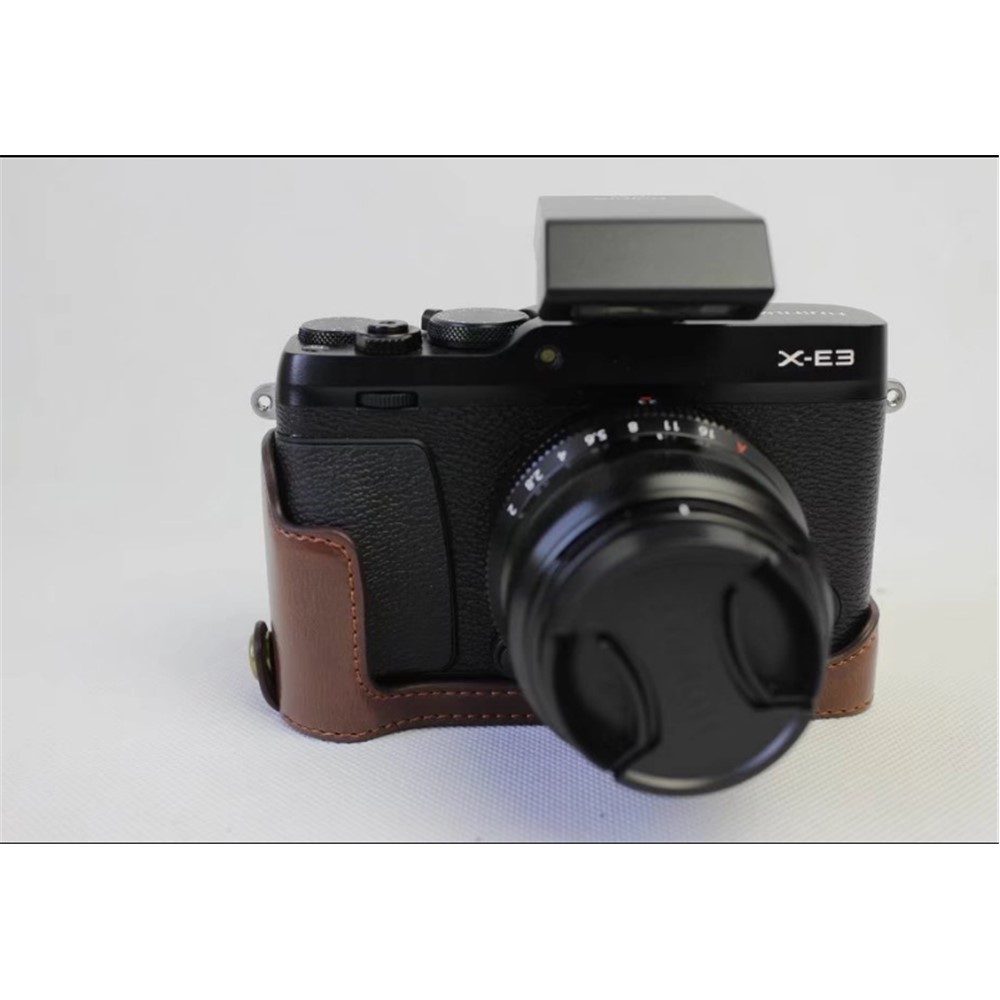 PU Leather Half Bottom Camera Protective Shell for Fujifilm X-E3 - Coffee-3