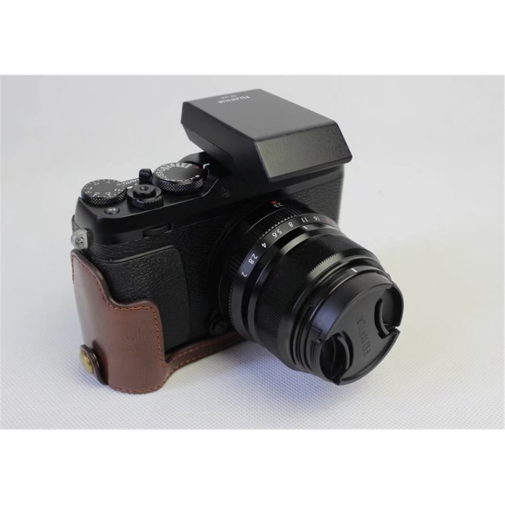 PU Leather Half Bottom Camera Protective Shell for Fujifilm X-E3 - Coffee-4
