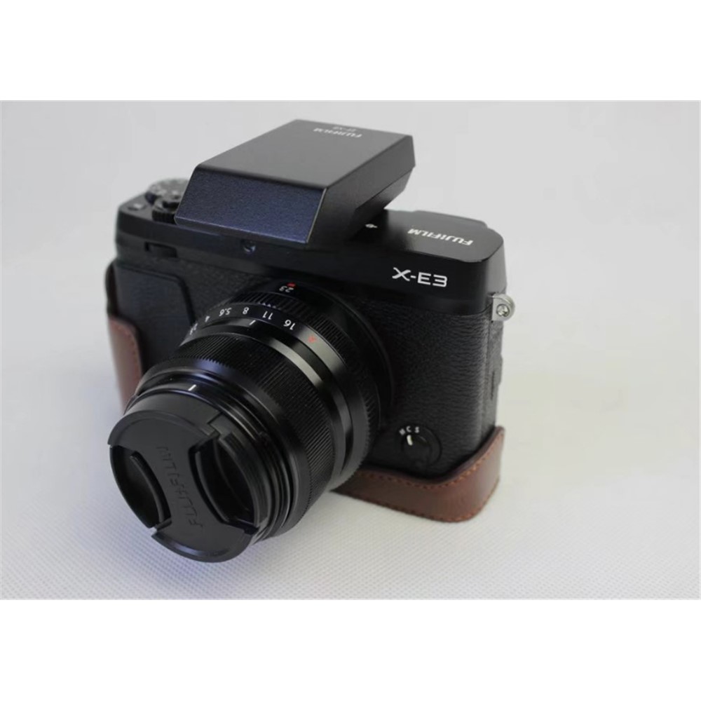 PU Leather Half Bottom Camera Protective Shell for Fujifilm X-E3 - Coffee-5