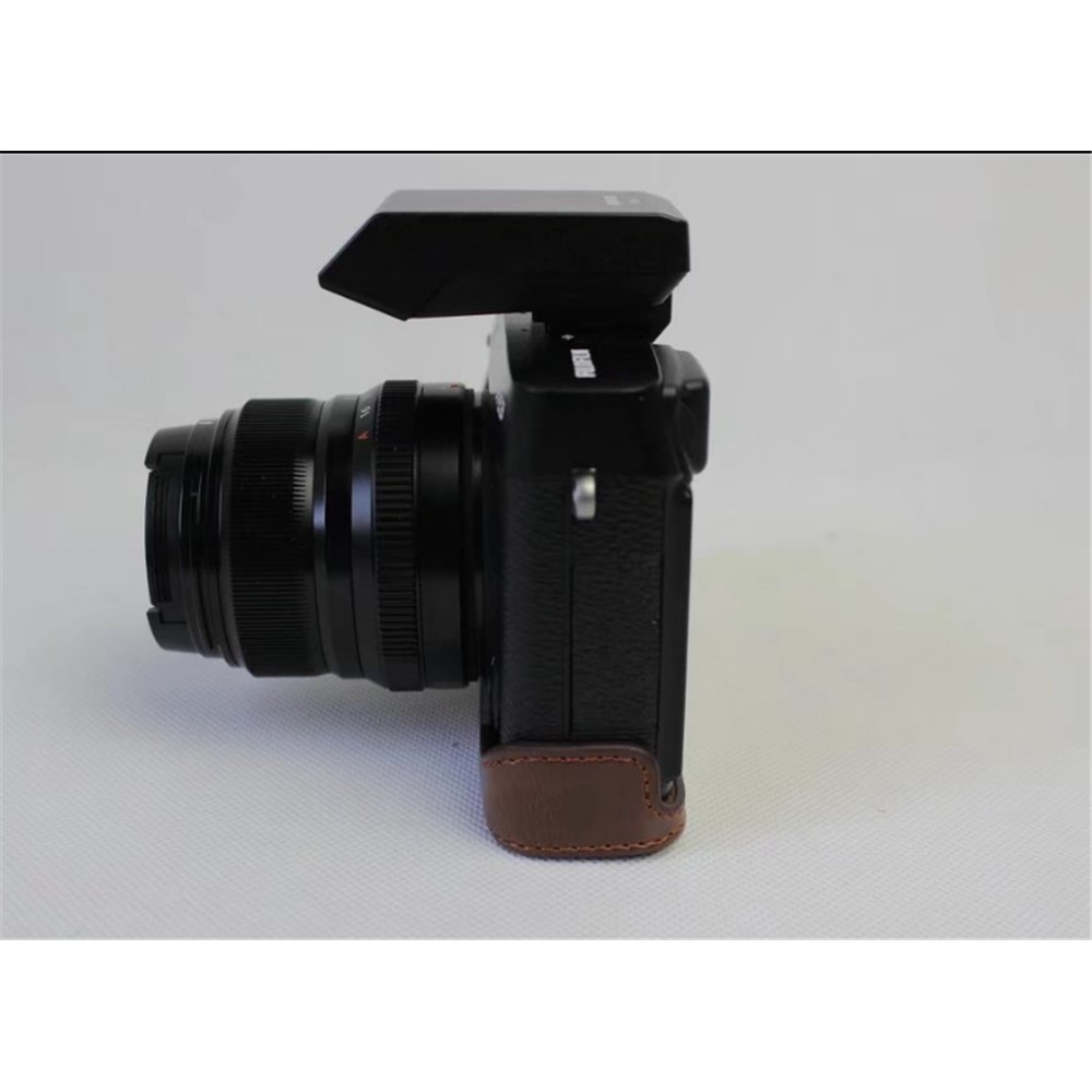 PU Leather Half Bottom Camera Protective Shell for Fujifilm X-E3 - Coffee-6