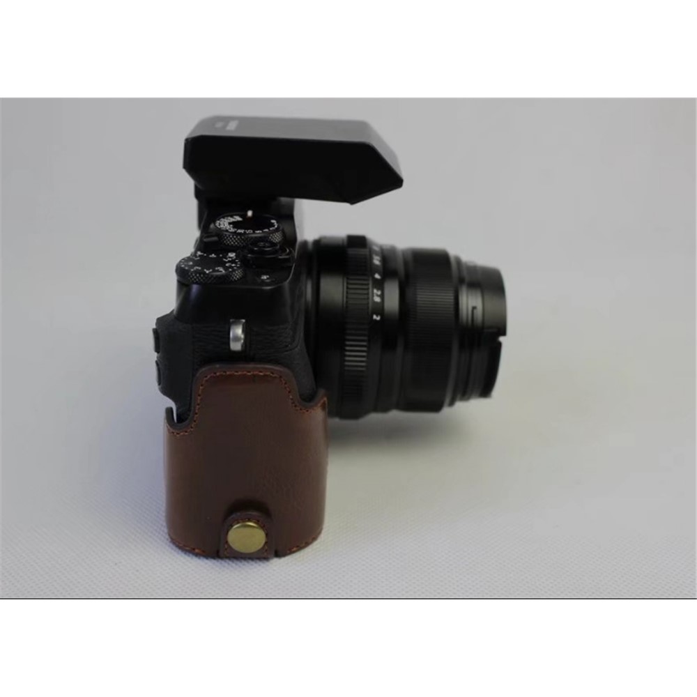 PU Leather Half Bottom Camera Protective Shell for Fujifilm X-E3 - Coffee-7