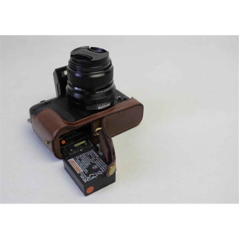 PU Leather Half Bottom Camera Protective Shell for Fujifilm X-E3 - Coffee-9