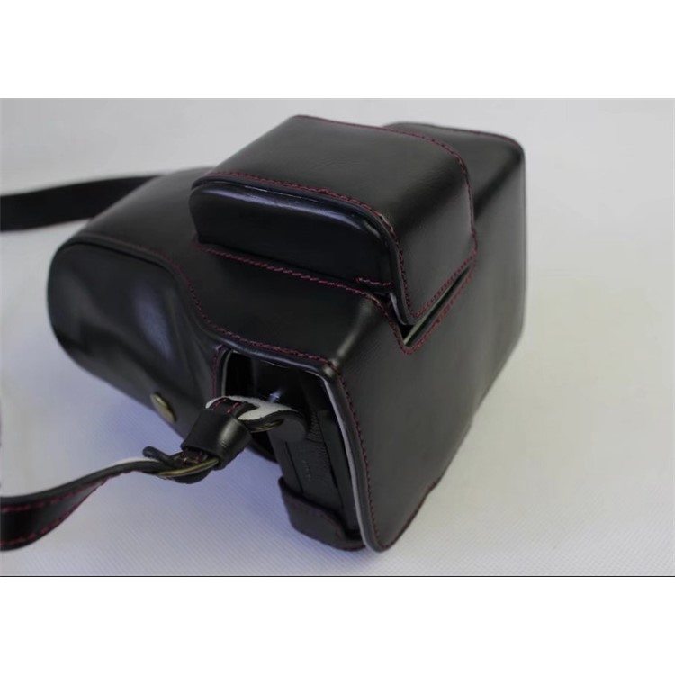 PU Leather Protective Case + Strap + Camera Lens Bag for Fujifilm X-E3 (Long-focus Edition) Camera - Black-5