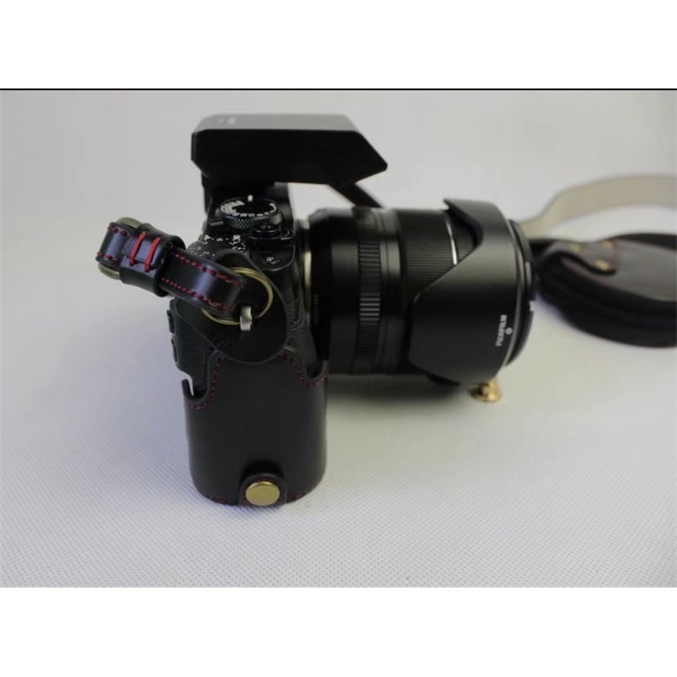 PU Leather Protective Case + Strap + Camera Lens Bag for Fujifilm X-E3 (Long-focus Edition) Camera - Black-15