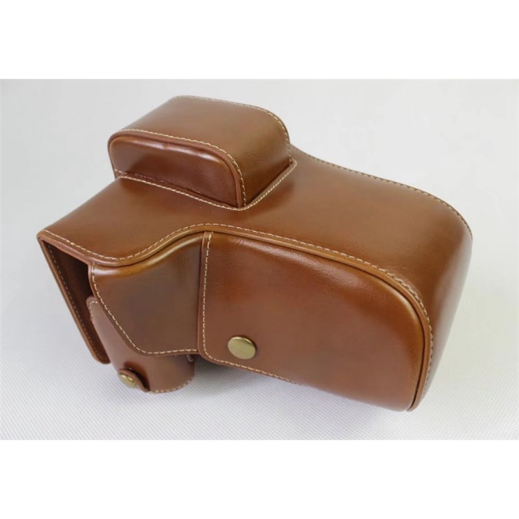 PU Leather Protective Cover + Strap + Camera Lens Bag for Fujifilm X-E3 (Long-focus Edition) Camera - Brown-3