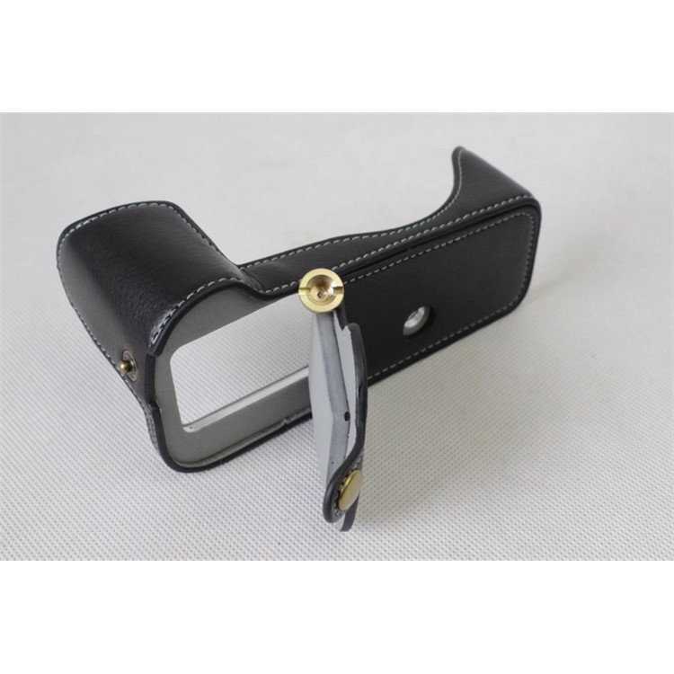 Genuine Leather Half Camera Case Bag Cover Protector for Panasonic DMC-GH5GK / GH5 Camera - Black-12