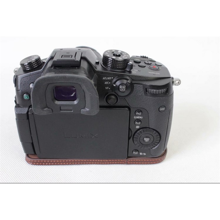 Genuine Leather Half Camera Cover Bag Case Protector for Panasonic DMC-GH5GK / GH5 Camera - Coffee-5
