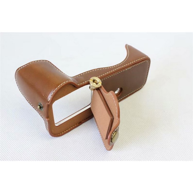 PU Leather Half Camera Case Bag for Panasonic DMC-GH5GK - Brown-11
