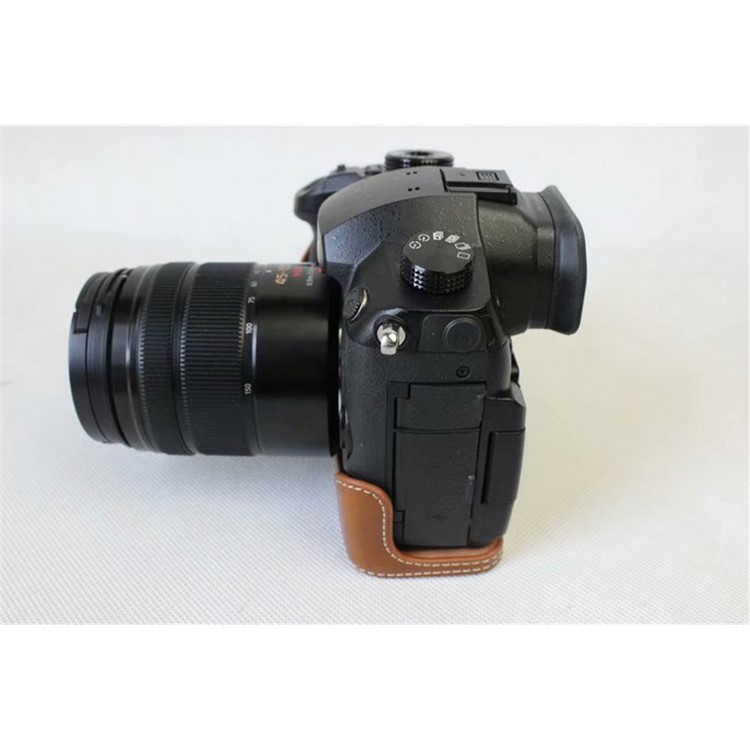PU Leather Half Camera Case Bag for Panasonic DMC-GH5GK - Brown-4