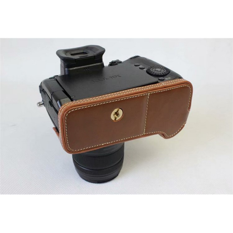 PU Leather Half Camera Case Bag for Panasonic DMC-GH5GK - Brown-6