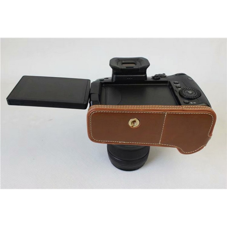 PU Leather Half Camera Case Bag for Panasonic DMC-GH5GK - Brown-7