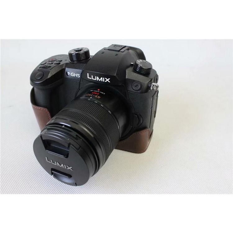 PU Leather Half Camera Protective Case for Panasonic DMC-GH5GK - Coffee-2