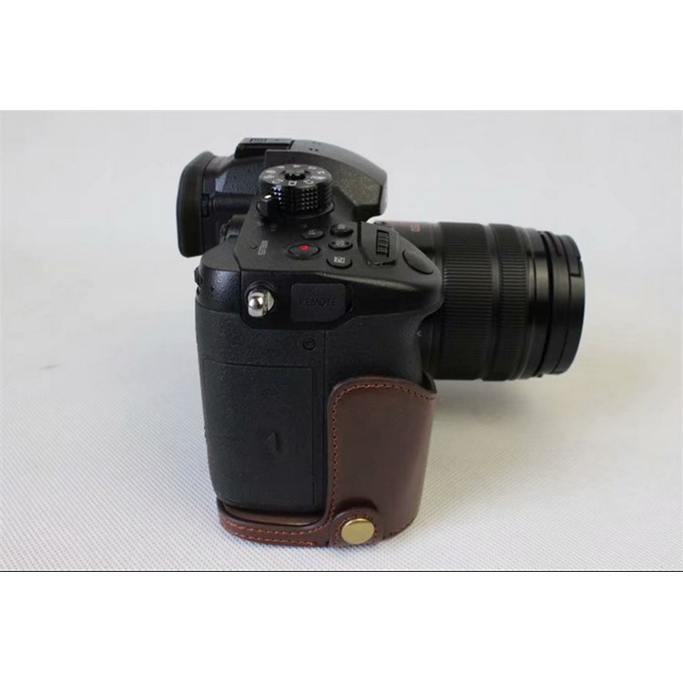 PU Leather Half Camera Protective Case for Panasonic DMC-GH5GK - Coffee-3