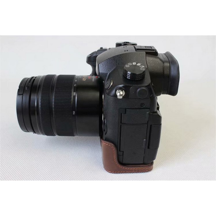 PU Leather Half Camera Protective Case for Panasonic DMC-GH5GK - Coffee-4