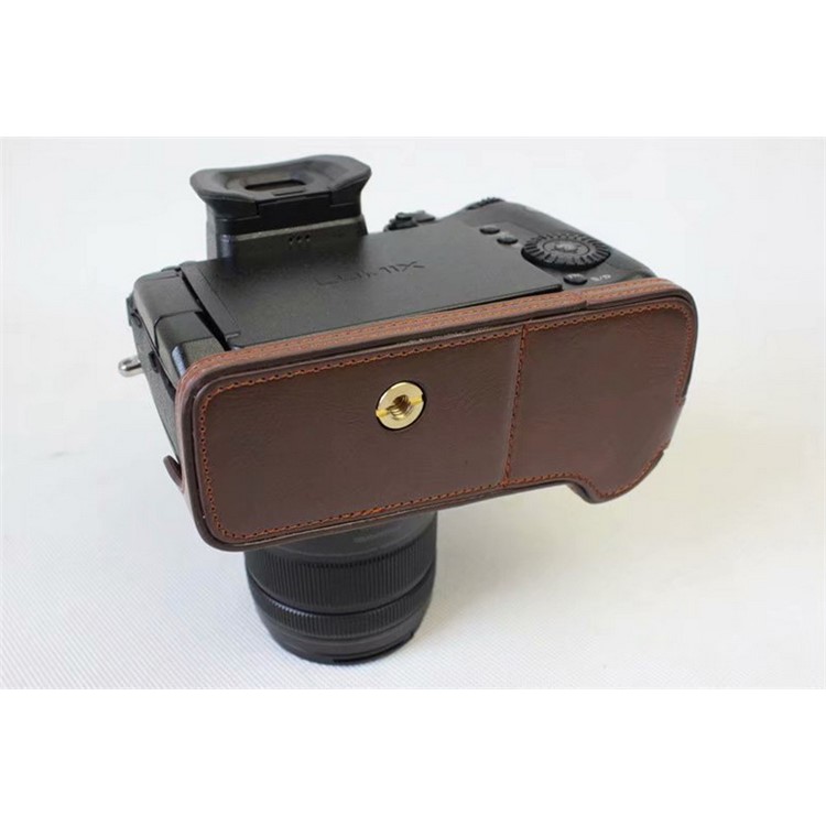 PU Leather Half Camera Protective Case for Panasonic DMC-GH5GK - Coffee-6