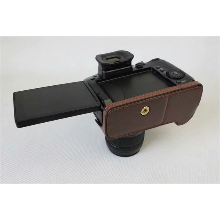 PU Leather Half Camera Protective Case for Panasonic DMC-GH5GK - Coffee-7